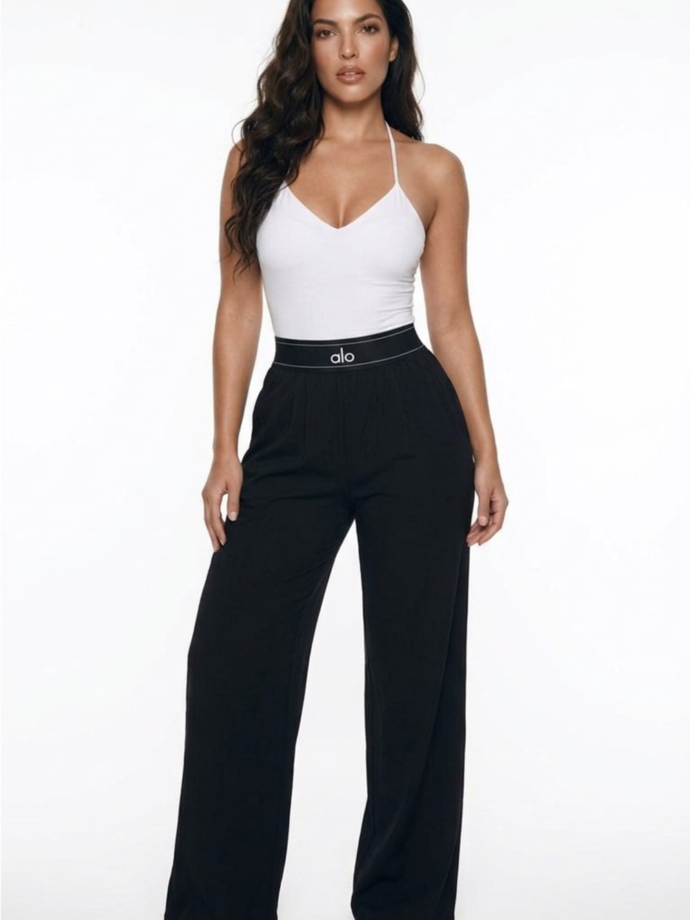 ALO Yoga Black Wide-Leg Relax Fit Pants - Picture 5 of 16